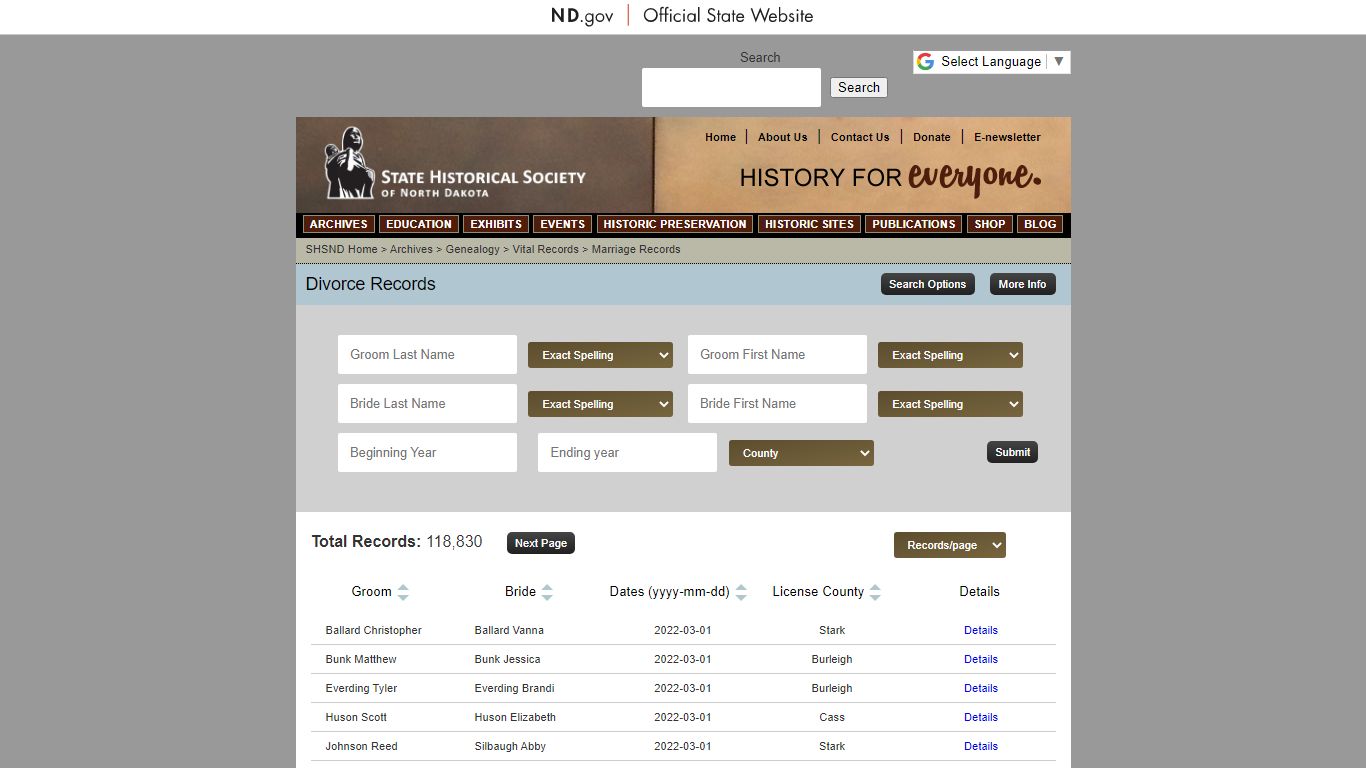 Divorce Records - State Archives - State Historical Society of North Dakota